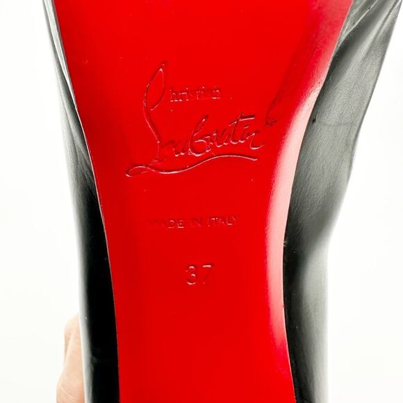 CHRISTIAN LOUBOUTIN Troop 120 Black Leather Boots Size 37 Buckle Booties - Picture 9 of 9